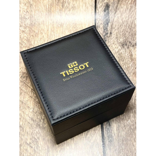 Наручные часы Tissot с черным циферблатом и золотым корпусом