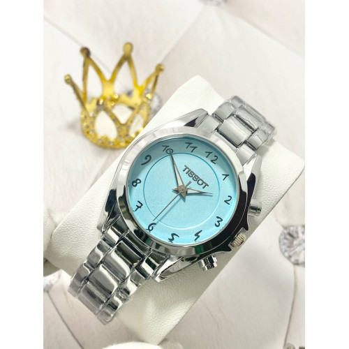 Наручные часы Tissot с голубым циферблатом и серебряным корпусом