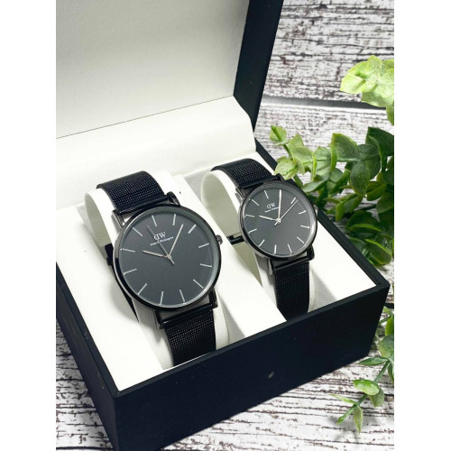 Комплект наручных часов Daniel Wellington с серым циферблатом и серебристым корпусом