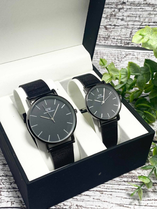Комплект наручных часов Daniel Wellington с серым циферблатом и серебристым корпусом