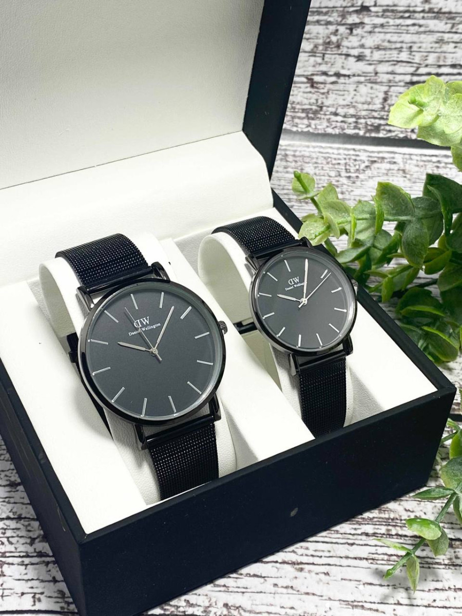 Комплект наручных часов Daniel Wellington с серым циферблатом и серебристым корпусом