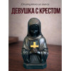 Статуэтка декор девушка с крестом бронзового цвета